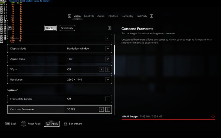 VRAM-overflow in Assassins Creed: Shadows in 1440p Ultra - maar tot nu toe zonder gamingbeperkingen