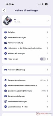 Menu Instellingen