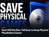 Een promotieafbeelding voor de petitie „Don't Kill The Disc” ten behoeve van fysieke PlayStation-spellen 