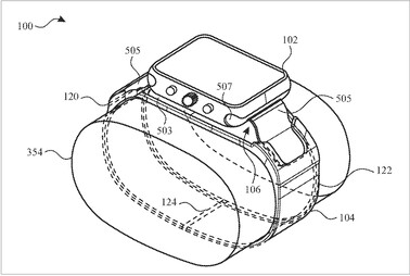 Apple Horloge met camera. (Beeldbron: USPTO)