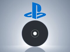 Een lege PS5-schijf, weergegeven onder het PlayStation-logo