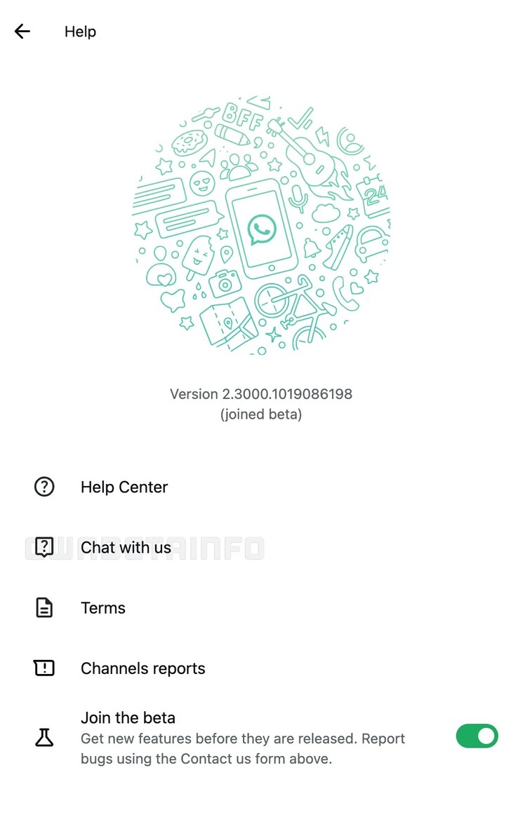 Beta-versie van WhatsApp webclient onthult een nieuwe optie 'Chat met ons'. (Afbeeldingsbron: WABetaInfo)
