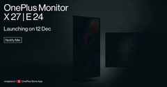 De OnePlus monitoren X 27 en E 24 worden op 12 december gelanceerd. (Afbeelding Bron: OnePlus)