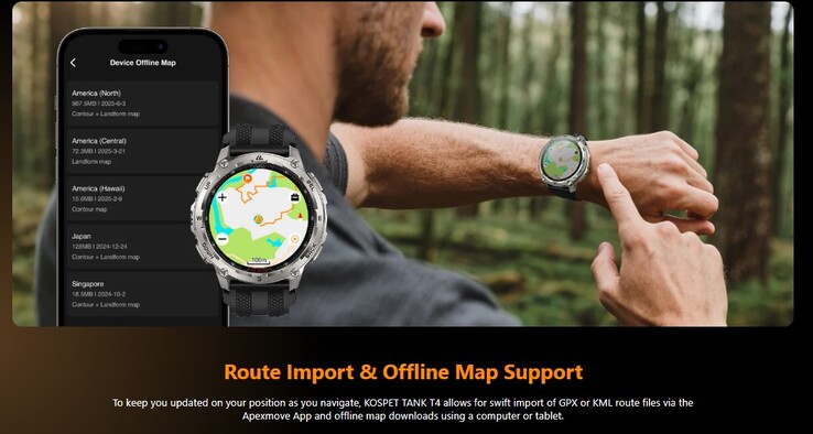 Het horloge ondersteunt de weergave van offline kaarten. (Afbeeldingsbron: Kospet)