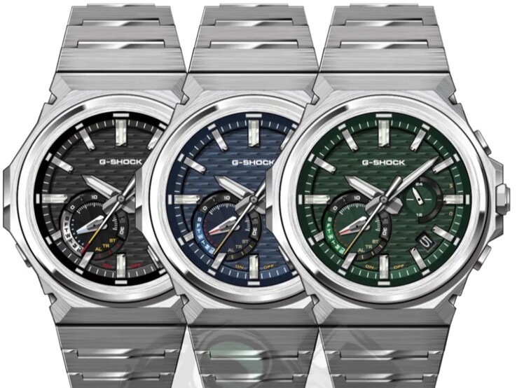 Van links naar rechts: de Casio G-Shock GSTB1000D-1A, GSTB1000D-2A en GSTB1000D-3A horloges. (Afbeeldingsbron: Casio)