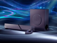 De ROG Gjallar Gaming Soundbar wordt geleverd met een draadloze subwoofer en een bedieningspaneel.
