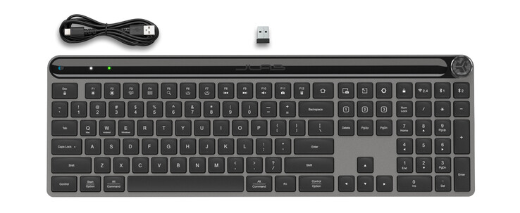 Het Epic Wireless Keyboard en de inhoud van de doos. (Bron: JLab)