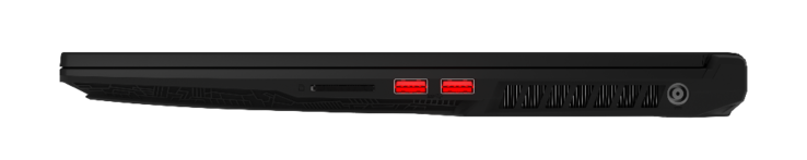 Rechts: SD-lezer, 2x USB 3.1 Gen. 1, AC-adapter