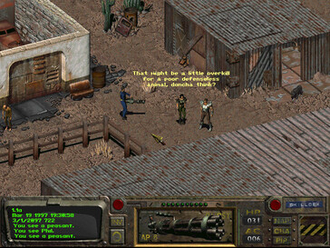 Afbeelding: Een screenshot van de gameplay uit Fallout: een post-nucleair rollenspel. 