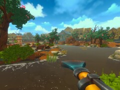In Fresh Start Cleaning Simulator gebruiken spelers een apparaat dat een hogedrukreiniger en een stofzuiger combineert om de natuur van allerlei afval te ontdoen.