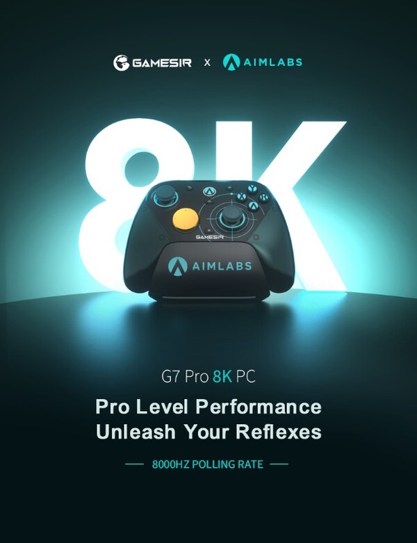 De GameSir G7 Pro 8K Aimlabs Edition heeft een 8.000Hz polling rate voor bijna geen input lag. (bron: GameSir)