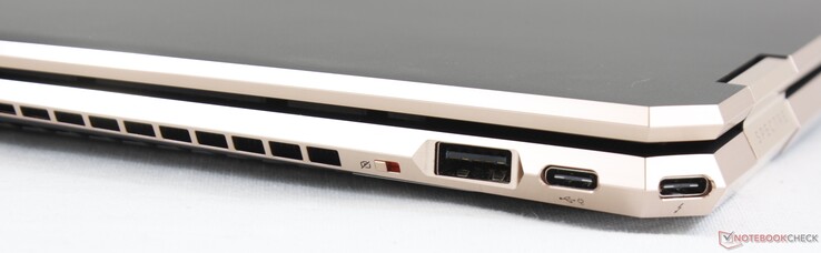 Rechts: Webcam kill-switch, USB 3.1 Gen. 1 Type-A, 2x USB Type-C + Thunderbolt 3