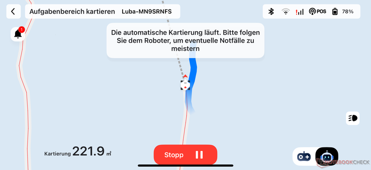 Luba Mini tijdens het automatisch in kaart brengen
