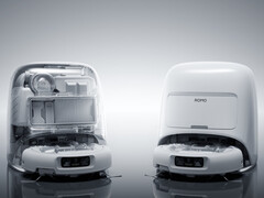 De DJI Romo in zijn docking-systeem met ondoorzichtige en doorschijnende afwerkingen. (Afbeeldingsbron: DJI)