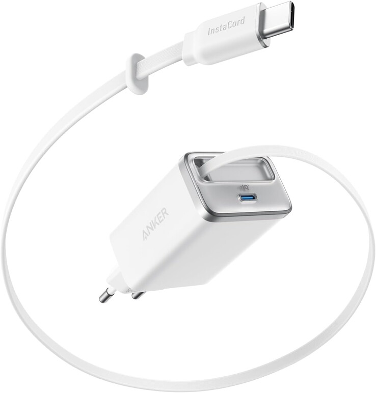 De Anker Nano-oplader (35W, ingebouwde intrekbare USB-C-kabel) in wit (bron: Anker)