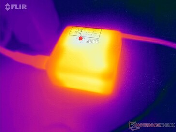 AC adapter kan meer dan 40 C bereiken na een uur van hoge belasting