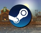Een afbeelding met het Steam-logo en de game Kingdom: New Lands, momenteel met 90% korting.