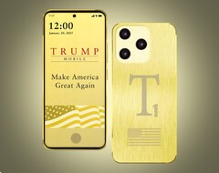 De Trump T1 Phone werd geadverteerd met deze afbeelding, maar het daadwerkelijke product kan er heel anders uitzien.