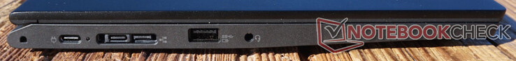 Links: USB-C (10 Gbps, PD), Lenovo Side Dock (USB-C (10 Gbps, PD) geïntegreerd), USB-A (10 Gbps, altijd aan), 3,5mm-aansluiting (headset)