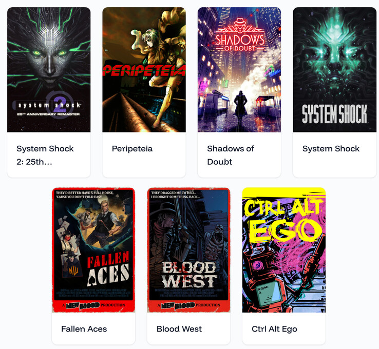 Alle games in de Return of the Immersive Sim-bundel (bron: Digiphile)