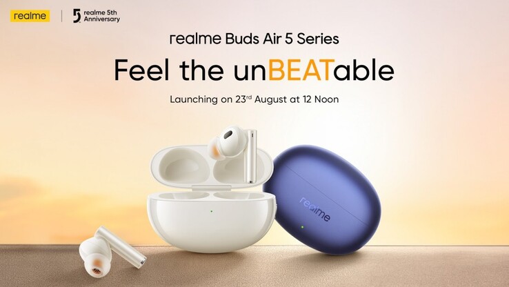 ...terwijl hij de release van de hele Air 5-serie in India aankondigde. (Bron: Realme CN, Realme IN)