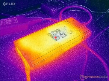 De netadapter bereikt een temperatuur van meer dan 47 °C bij zware belasting