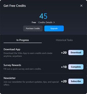U kunt meer credits verdienen (afbeeldingsbron: Screenshot op Vidu.com)