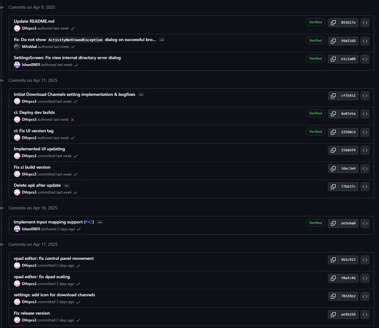 Alle wijzigingen in de nieuwe versie van RPCSX-UI-Android (Afbeeldingsbron: GitHub)