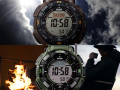 De Casio Pro Trek PRG-340L-5 (boven) en de Casio Pro Trek PRG-340B-3 (onder). (Afbeeldingsbron: Casio)