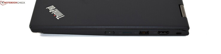 Rechts: ThinkPad Pen, microSD-kaartlezer, 1x USB 3.1 Gen 1 Type-A, HDMI, Kensington-slot