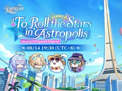 Officiële promotieafbeelding voor Honkai: Star Rail versie 4.5, „To Roll the Stars in Astropolis“.