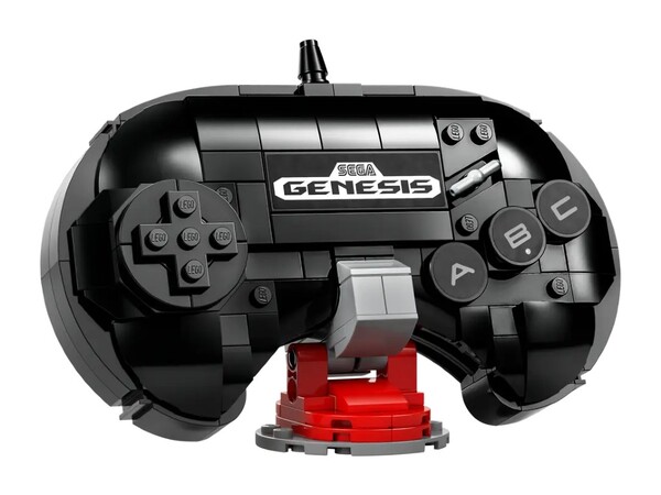De Lego Sonic the Hedgehog Sega Genesis Controller wordt geleverd met een standaard. (Afbeeldingsbron: Lego)
