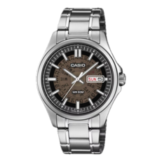 Casio MTP-E740-1AV met een bruine, doorschijnende wijzerplaat.