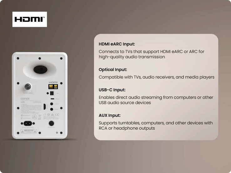 De Edifier M90 biedt een breed scala aan audio-ingangen