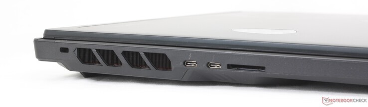 Links: Kensington-slot, 2x USB-C Thunderbolt 4 met DisplayPort + Power Delivery, SD-kaartlezer