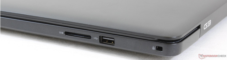 Rechterkant: SD kaartlezer, USB 3.0, Noble Lock