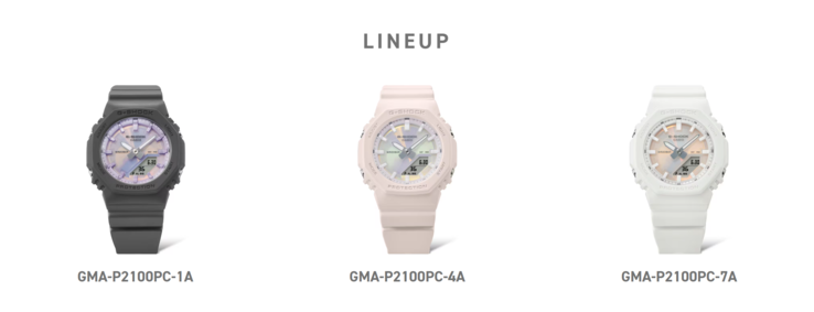 De drie Casio G-Shock GMA-P2100PC horloges. (Afbeeldingsbron: Casio)