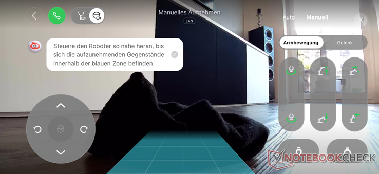 Handmatige bediening van de OmniGrip-arm