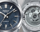 Afgebeeld - de Casio EFK-100D-2A met een wijzerplaat met blauwe structuur en de doorzichtige achterkant ten behoeve van het mechanische uurwerk. (Afbeeldingsbron: Casio)
