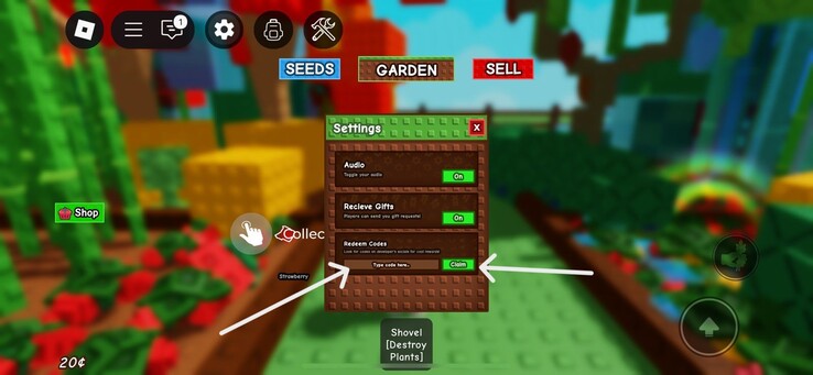 Voer de code in en klik op "claim" (Afbeelding Bron: Roblox)
