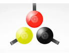 Een productafbeelding van Google's Chromecast 2 in verschillende kleuren. (Afbeelding Bron: Google)