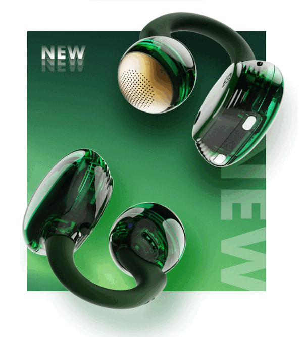 De JBL Soundgear Clips Emerald Green special edition hebben een transparant ontwerp.