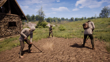 Een afbeelding waarop boeren uit Medieval Dynasty te zien zijn.