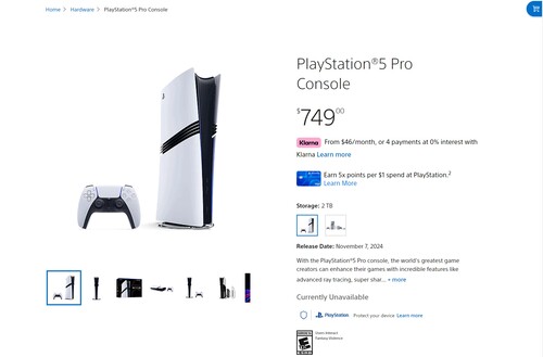 PS5 Pro uitverkocht in Amerikaanse PlayStation Store