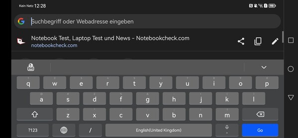 Toetsenbord in liggende modus