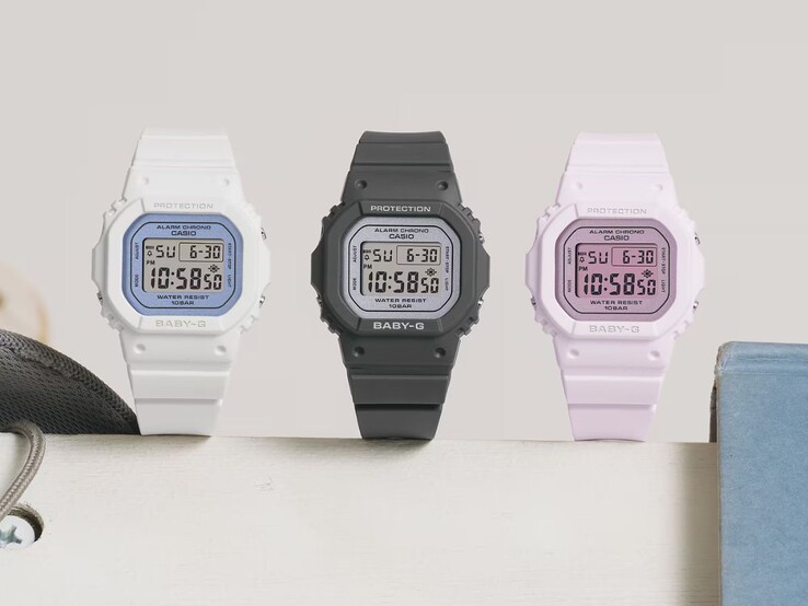 Van links naar rechts: de Casio Baby-G BGD-565SC-2B, BGD-565SC-1 en BGD-565SC-4B horloges