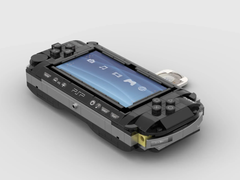 Weergegeven concept art voor de Lego PSP 1000 met een UMD-schijfje