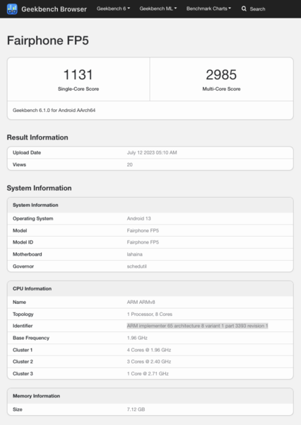 (Afbeeldingsbron: Geekbench)