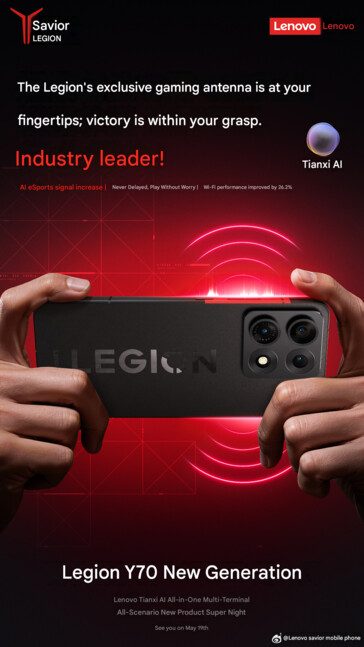 WiFi-prestaties teaser van de aankomende Lenovo Legion telefoon (machine vertaald)