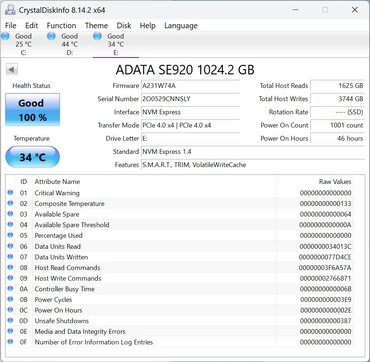 ADATA SE920 werkt met PCIe 4.0 x4